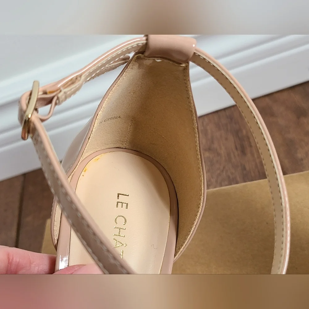 le chateau Nude Patent Pointed-Toe Strappy Ankle Pumps - Picture 11 of 16